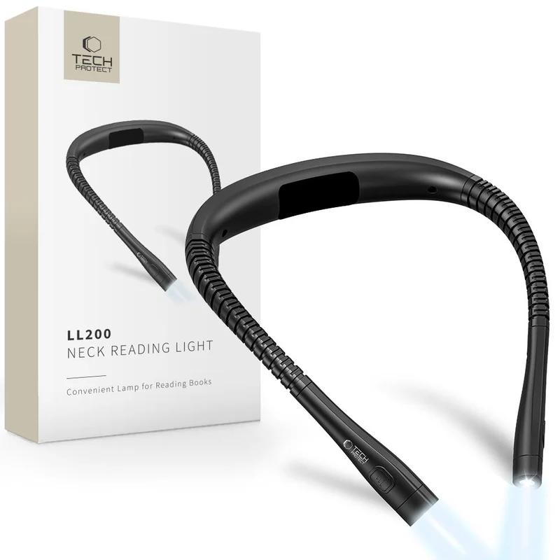 LED-Halslampe mit Akku, Tech-Protect LL200 Neck Reading Light, 1000 mAh, 3000K/ 4000K/ 6000K, Schwarz