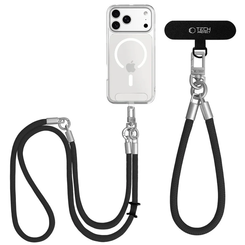Handy-Schlüsselband für Telefon Tech Protect C10S Rope Crossbody Wrist, Schwarz