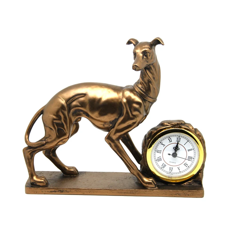 Hundefigur, Karte, Uhr, Bronze Dekorative Skulptur, Königin Isabel