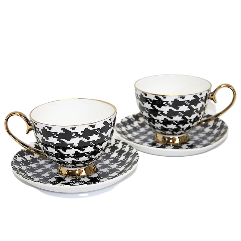 Espressotassen 2+2 Pepite Gold Akzente Porzellan, Königin Isabel