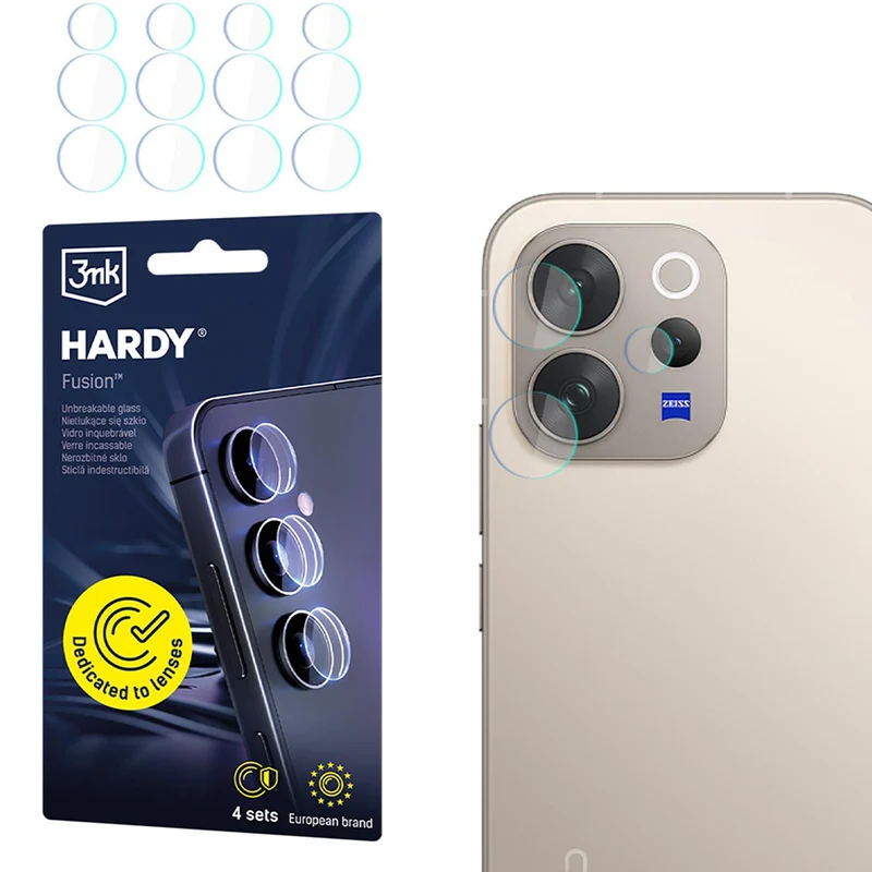 4x Hybridglas Kameraschutz für Linsen für Vivo V70 5G, 3mk Hardy Fusion Lens Protection