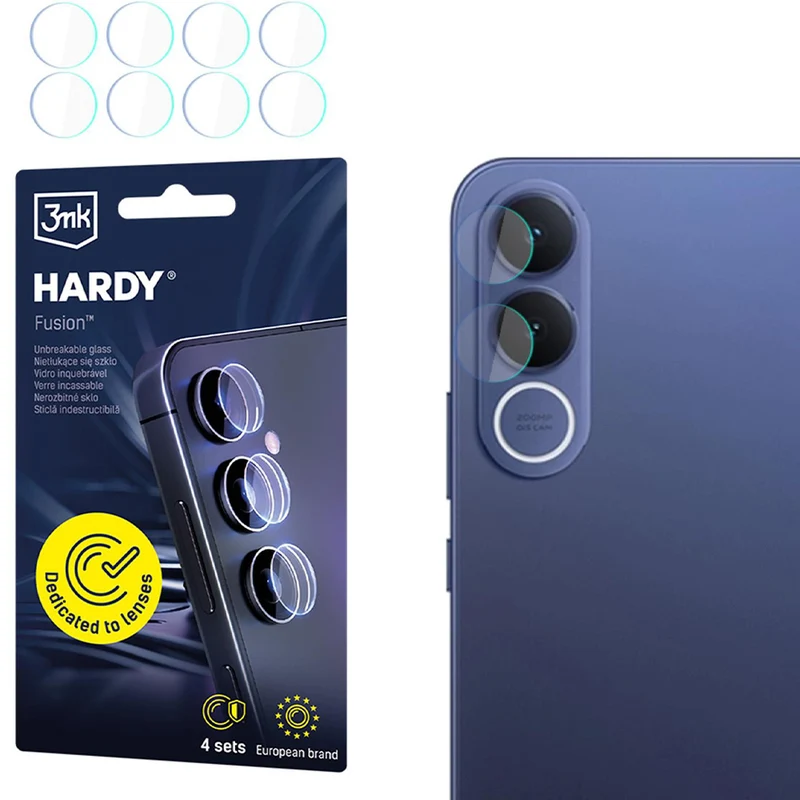 4x Hybridglas Kameraschutz für Linsen für Vivo V70 FE 5G, 3mk Hardy Fusion Lens Protection