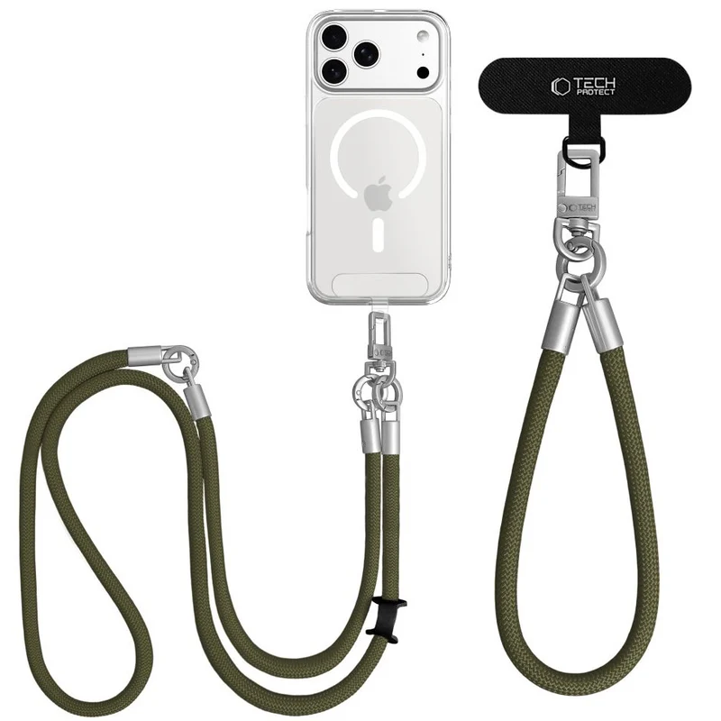 Handy-Schlüsselband für Telefon Tech Protect C10S Rope Crossbody Wrist, Grün