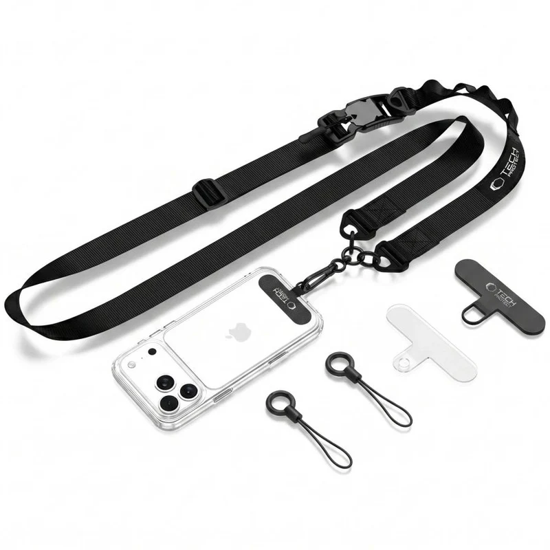 Handy-Schlüsselband für Telefon Tech Protect C9S Rope Crossbody, Schwarz