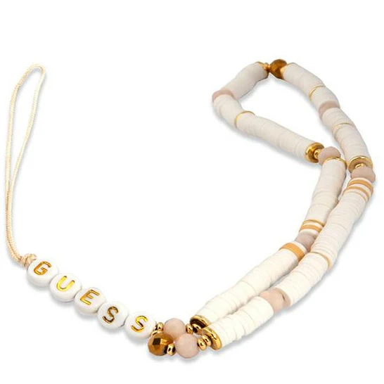 Universal-Handyband für das Handgelenk, Guess Phone Heishi Beads Strap, weiß