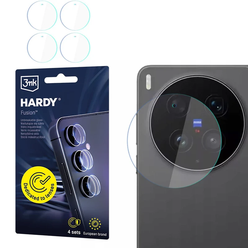 4x Hybridglas Kameraschutz für Linsen für Vivo X300 Ultra, 3mk Hardy Fusion Lens Protection