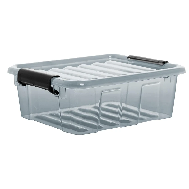 Aufbewahrungsbox mit Deckel Klickverschluss Aufbewahrungsbehälter Stapelbar Transparent Grau 2L