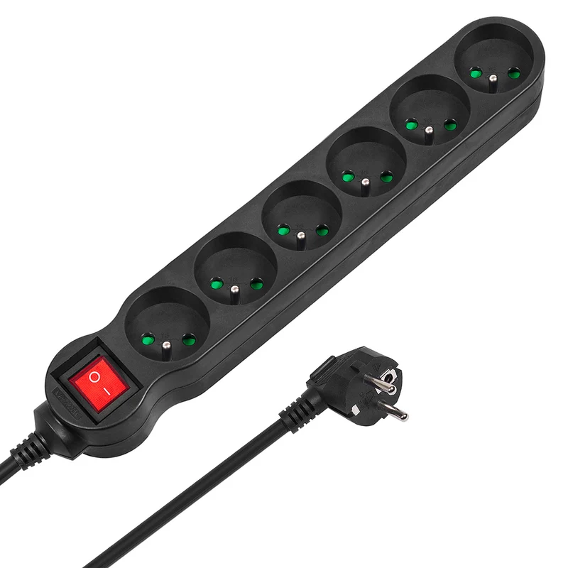Steckdosenleiste 6 Steckdosen schwarz 3 m Maclean Energy MCE187 2300W