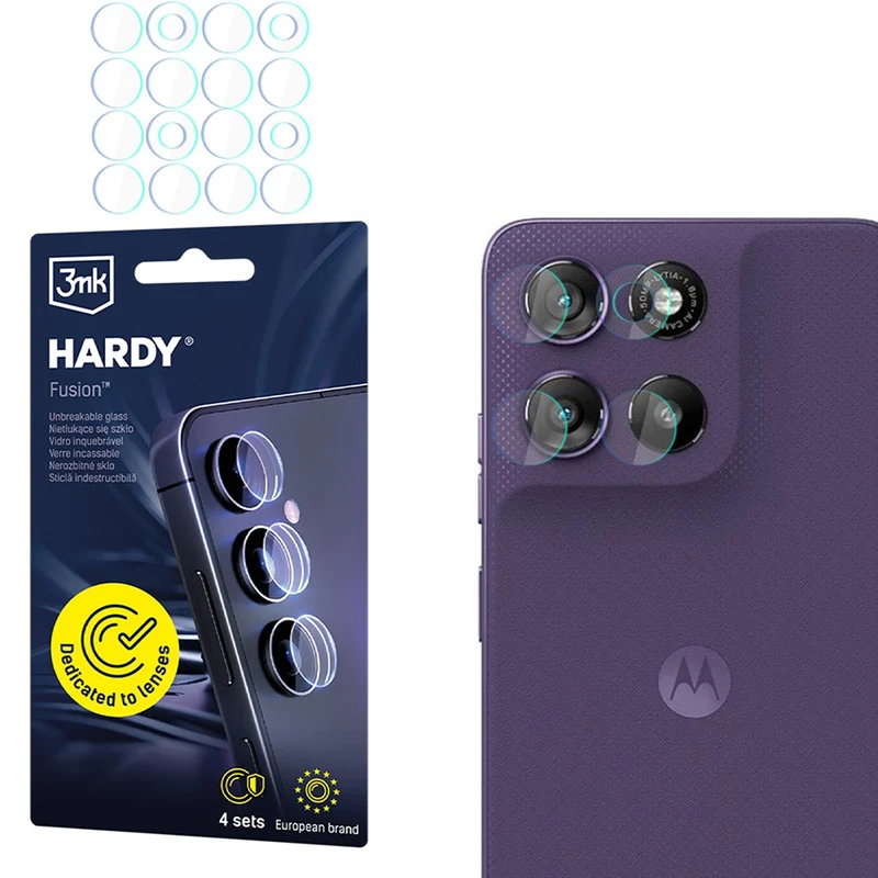 4x Hybridglas Kameraschutz für Linsen für Motorola Moto G77 5G / G67 5G, 3mk Hardy Fusion Lens Protection