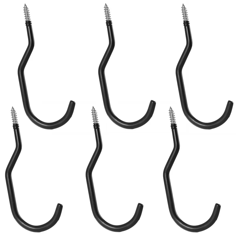 6er Set Maclean Deckenhaken, für Leiter, Fahrrad, Gartenschlauch, Stahl, max. Belastung 10kg pro Griff MC-485