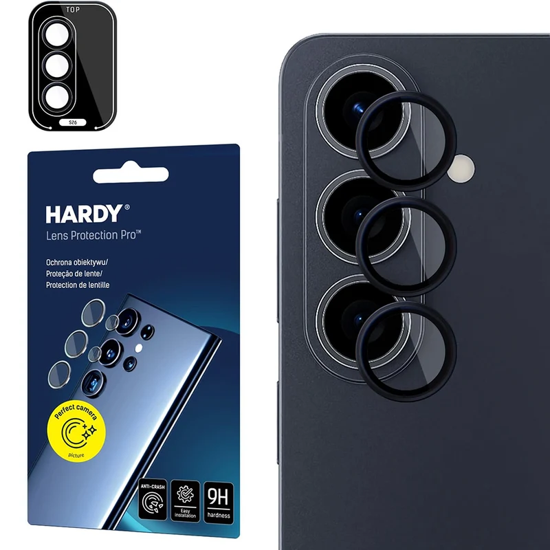 Objektivschutz für Galaxy S26, 3mk Hardy Lens Protection Pro, 1 Set, Schwarz