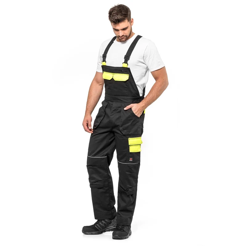 Overall Latzhose HELIOS AVACORE in schwarz/gelb, Größe 56