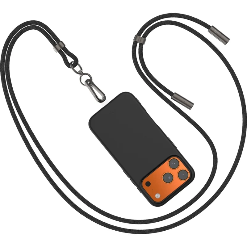 Handy-Schlüsselband mit USB-C Cable, Fixed Neck Cable, Schwarz