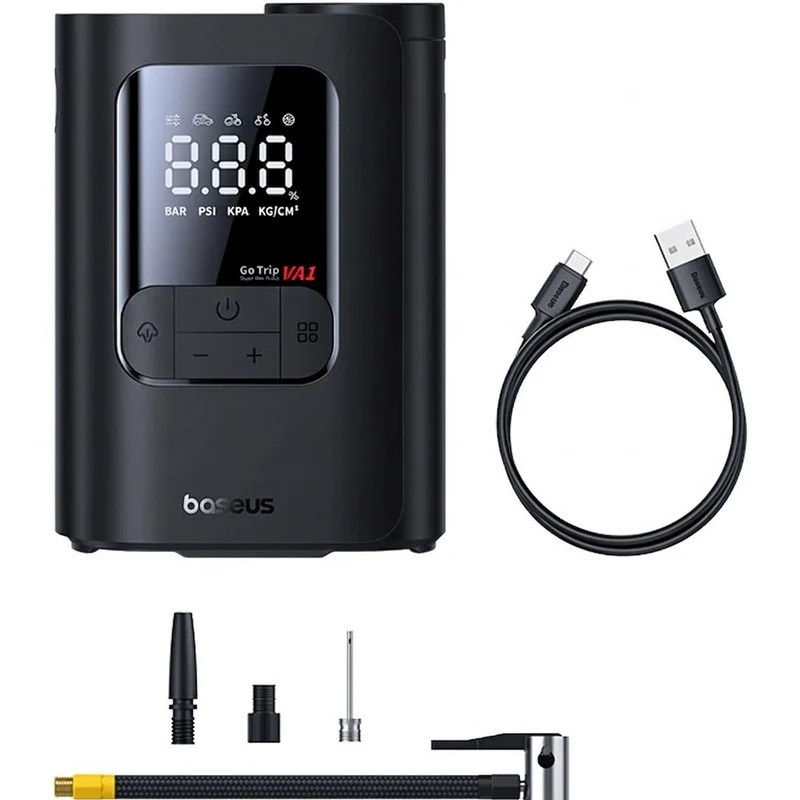 Kabellose Reifenpumpe/Kompressor mit Digitalanzeige, Baseus GoTrip VA1, Schwarz