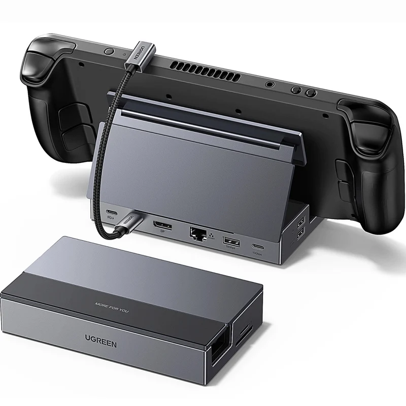 Dockingstation, Untersetzer USB-C zu DisplayPort 4K/120 Hz, RJ45, USB, SD/TF, Ugreen CM800, Grau