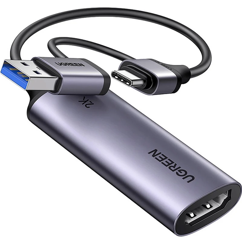 Video-Capture-Karte HDMI zu USB 3.0 / USB-C, 2K 30 Hz, Ugreen CM629, Grau-Schwarz