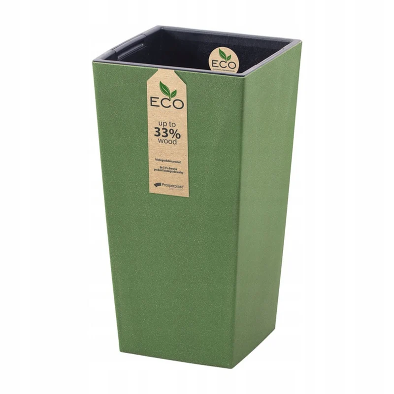 2-in-1 wetterfester Pflanztopf mit Einsatz für den Innen- und Außenbereich viereckig Kunststoff 195x195x375mm