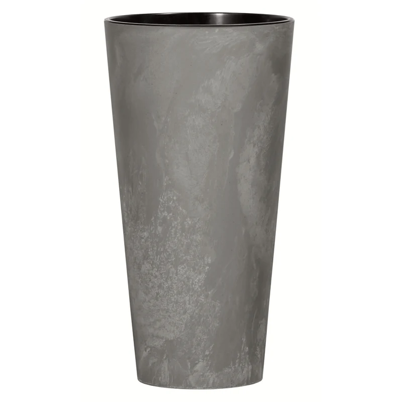 Tubus Slim Effect Blumentopf Pflanzkübel Beton-Design 2in1 inkl. Pflanztopf Rund Kunststoff 150mm, Marengo