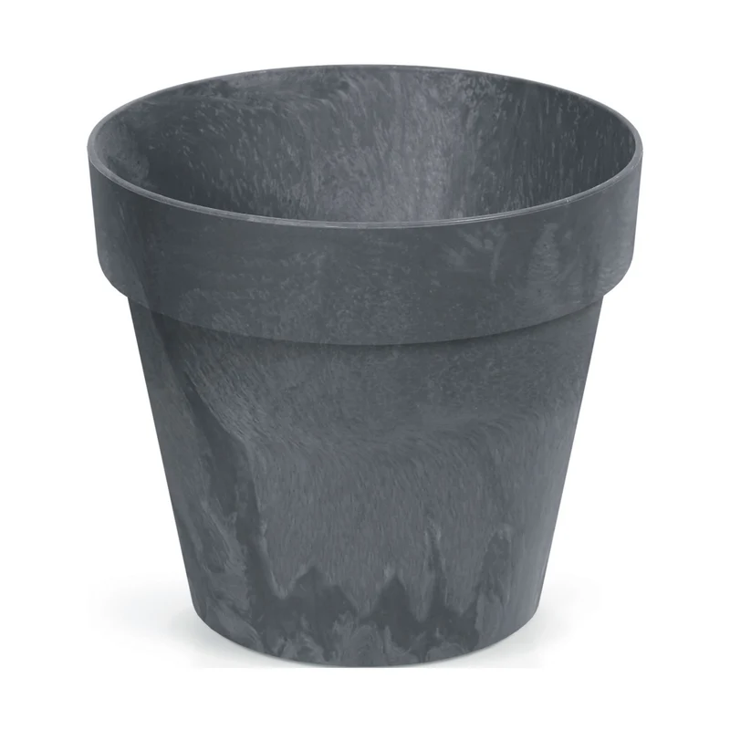 Cube Beton Effect Blumentopf für Innen- und Außenbereich Pflanzkübel UV-beständig Rund Kunststoff Ø 250mm Anthrazit