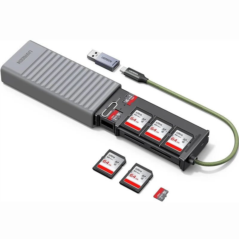 SD / microSD-Kartenleser, USB-A / USB-C, Ugreen CM856, Grau
