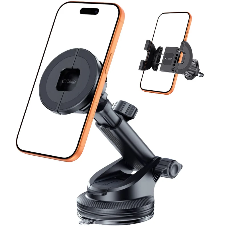 Auto Handyhalterung Tech-Protect N62, universell, Montage an der Windschutzscheibe, Armaturenbrett oder Lüftungsgitter, Schwarz