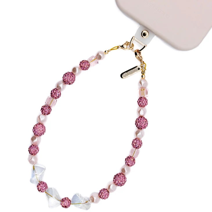 Universal-Handyband für das Handgelenk, Crong Phone Charm, rosa Perlen
