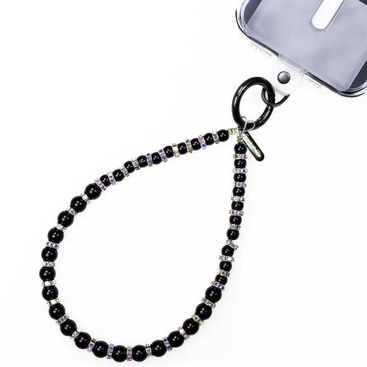 Universal-Handyband für das Handgelenk, Crong Phone Charm, schwarz mit Kristalle