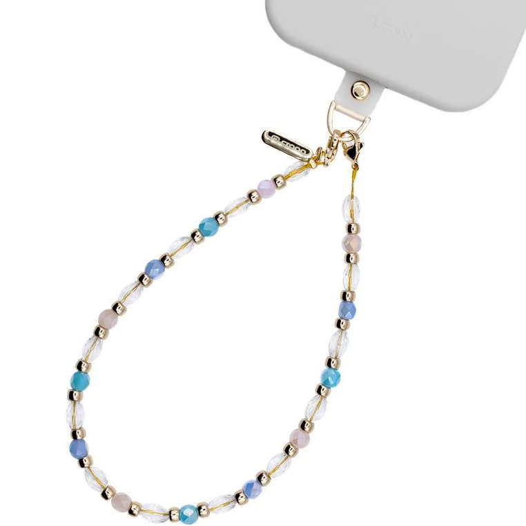 Universal-Handyband für das Handgelenk, Crong Phone Charm, goldfarben mit bunten Perlen