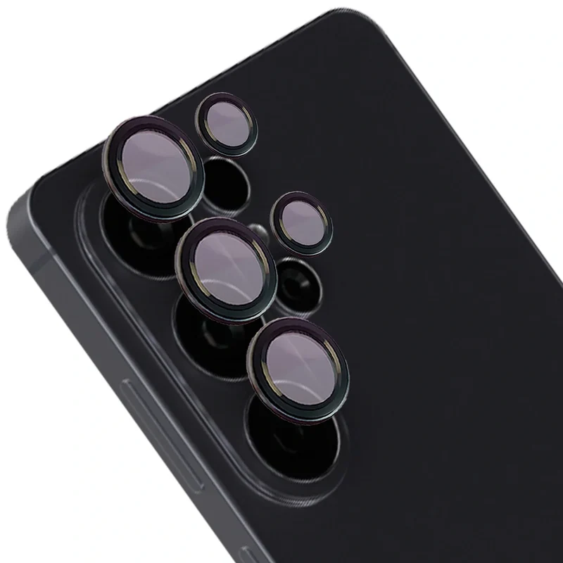Glas für die Kamera mit Applikator für Galaxy S26 Ultra, Bizon Glass Snap Lens, 1 Set, Schwarzer Rahmen