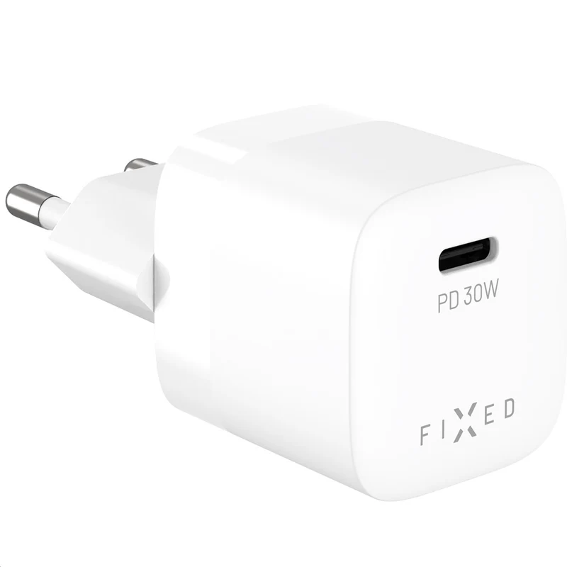 Netzladegerät GaN USB-C PD 3.0, 30W, QC 4.0+, AFC, FCP, SCP, Kompakt, Fixed Mini PD 30 GaN Charger, Weiß