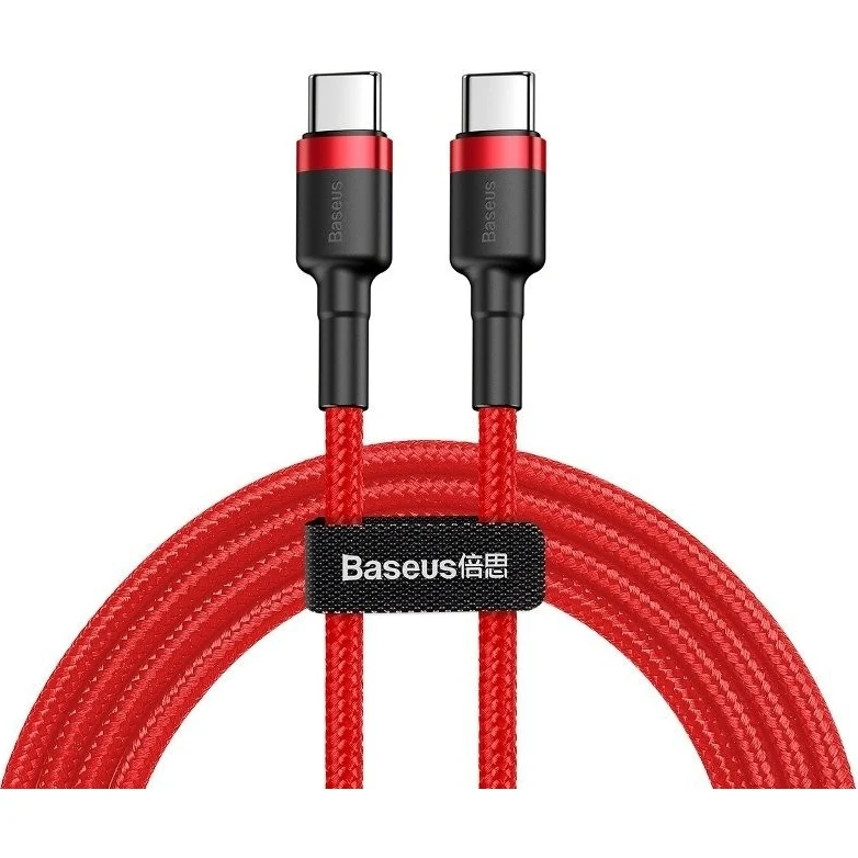 Kabel Baseus Cafule 60W 3A USB-C für USB-C 1m, Rot-Schwarz