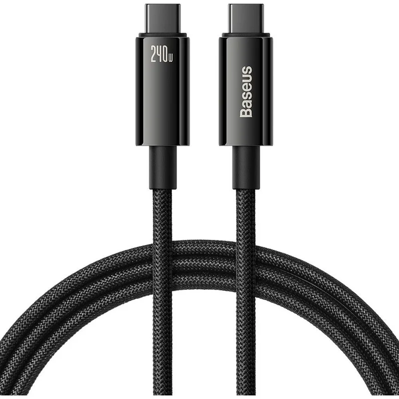 Kabel Baseus Tungsten Gold USB-C für USB-C 480Mb/s QC 240W PD 3m, Schwarz