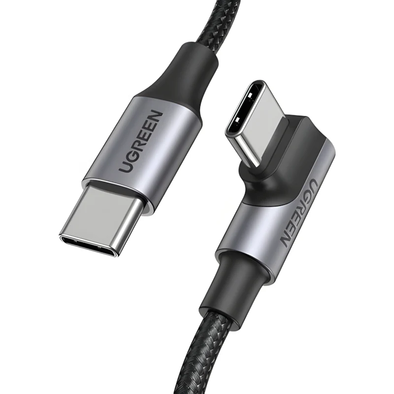Winkelkabel USB-C / USB-C 90º PD 100W 480Mbps 1 m, Ugreen US334, Schwarz