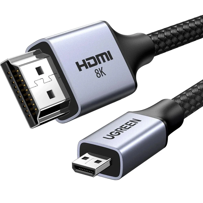 Kabel micro HDMI - HDMI 2.1, 8k 60Hz, 1 m, Ugreen HD164, Grau