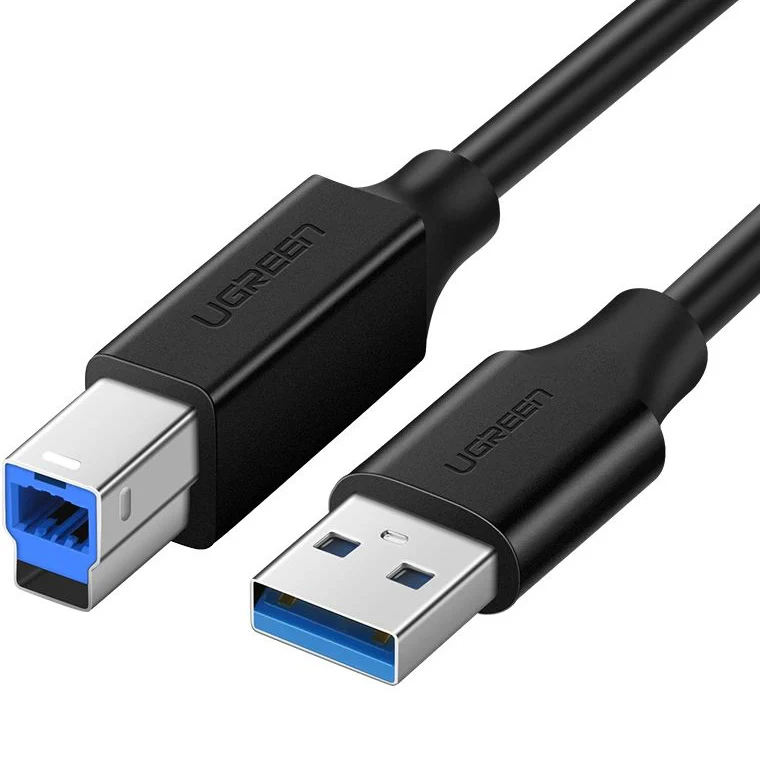 Druckerkabel USB-A 3.0 (Stecker) auf USB Typ B (Stecker), Ugreen US210, 1 m, Schwarz