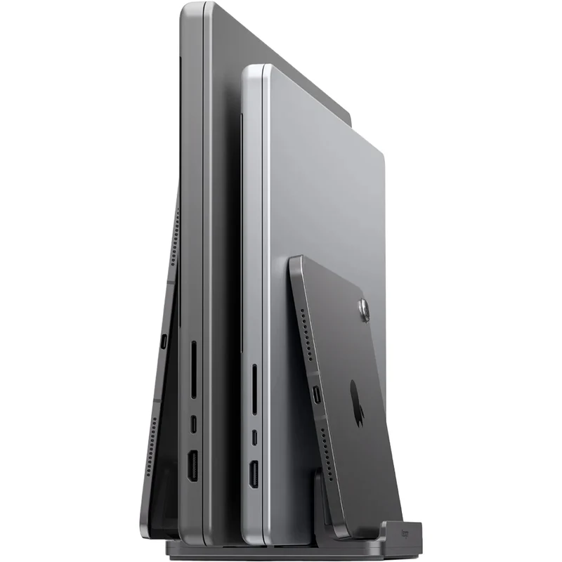 Höhenverstellbarer Vertikalständer für Laptop, Tablet und Smartphone, Spigen Vertical Stand LD208S4, Silbern