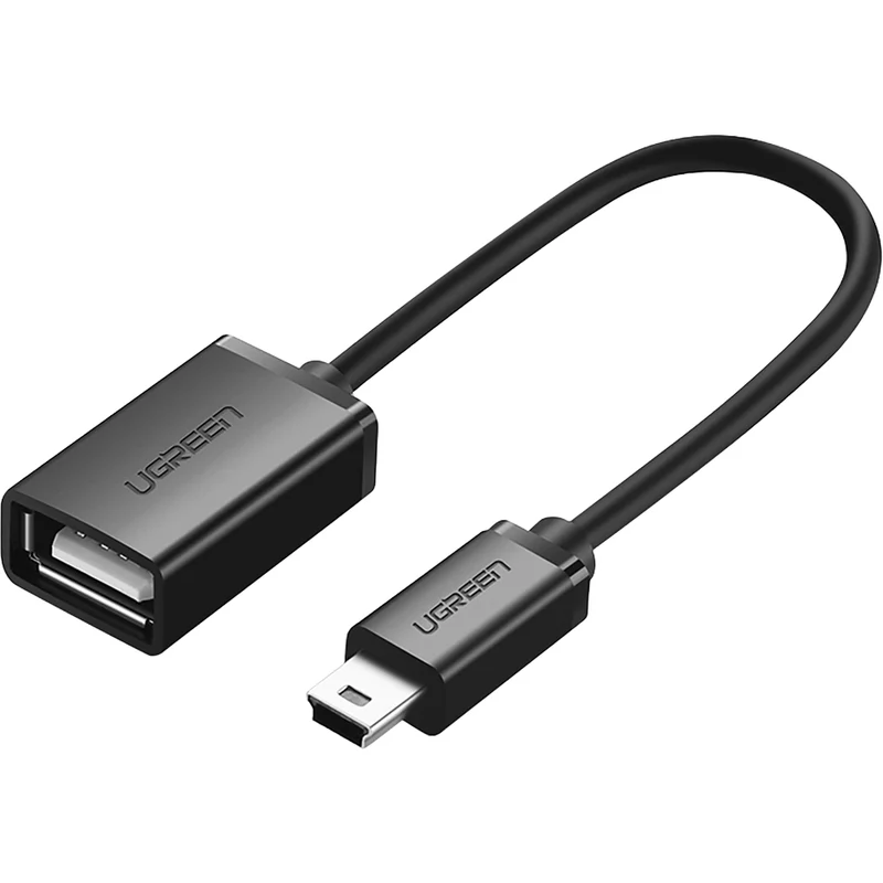 Adapter Mini-USB (Stecker) auf USB-A (Buchse), Ugreen US249, 10 cm, Schwarz