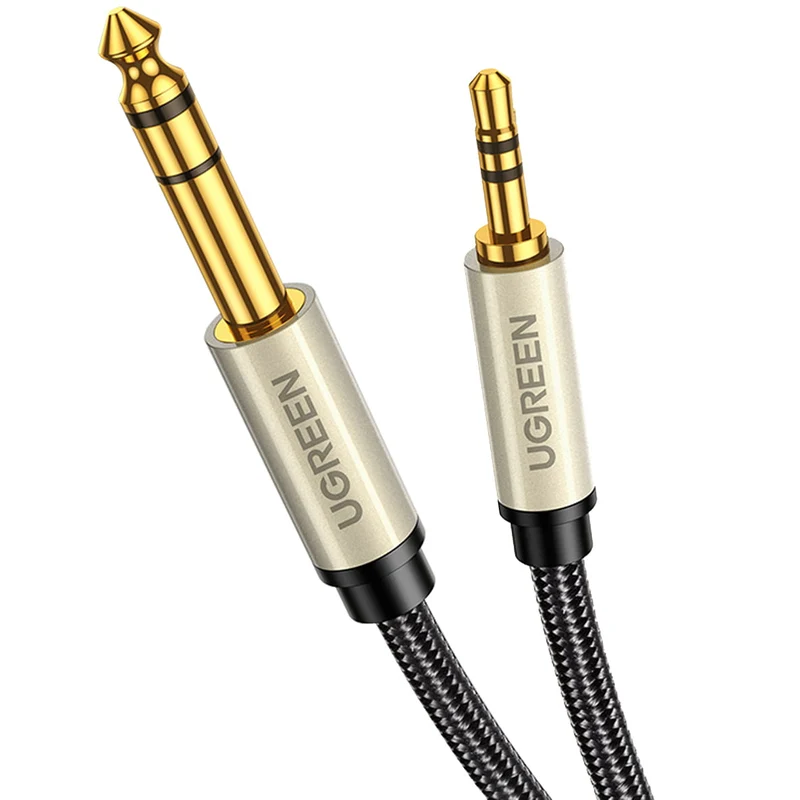 Audiokabel Mini-Jack 3.5mm auf Jack 6.35mm TRS, 1m, Ugreen AV127, Schwarz-Grau