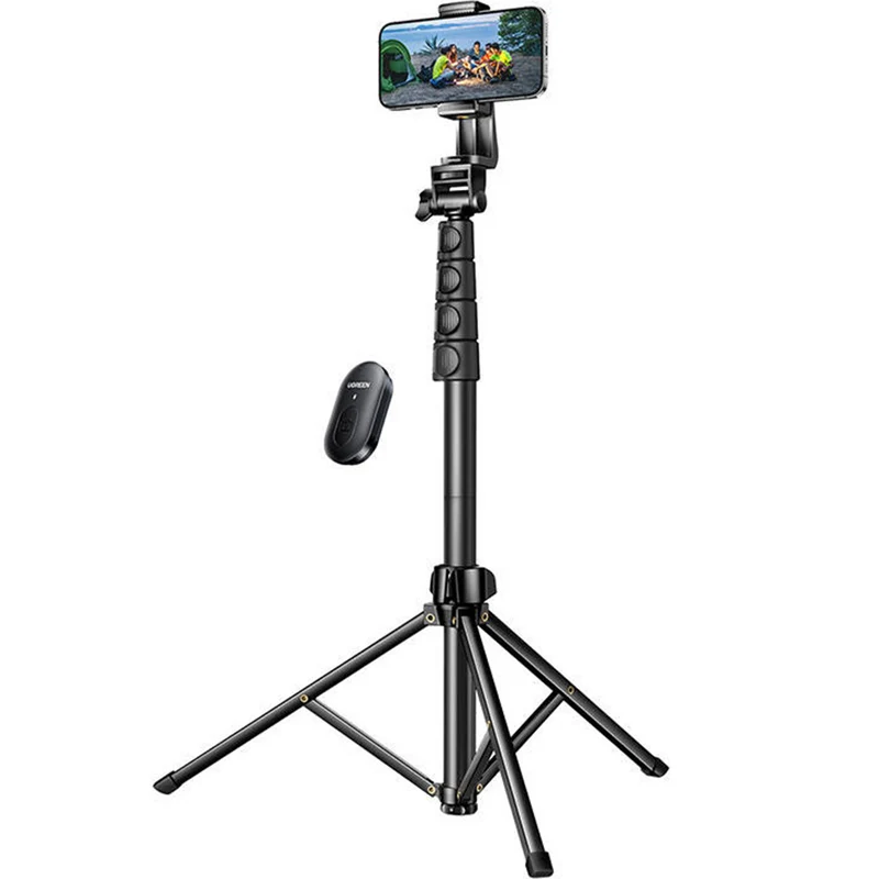 Halterung, Stab, Stativ mit Fernbedienung, 1,8m, Ugreen LP680 Selfie Stick Tripod Bluetooth, Schwarz