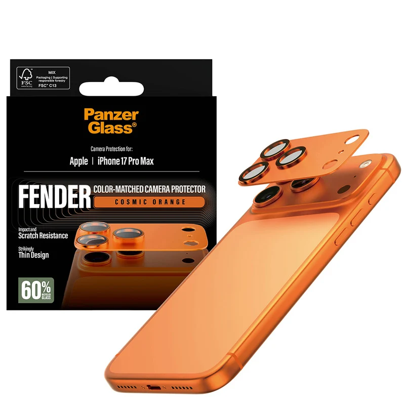 Gehärtetes Glas für die Kamera PanzerGlass Fender Camera Protector für iPhone 17 Pro Max, Orange
