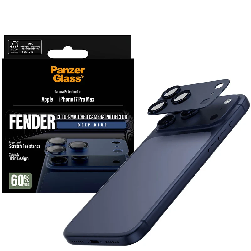 Gehärtetes Glas für die Kamera PanzerGlass Fender Camera Protector für iPhone 17 Pro Max, Dunkelblau