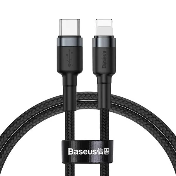 Kabel Baseus Cafule 18W QC 3.0 USB-C für Lightning 1m, Schwarz-Grau