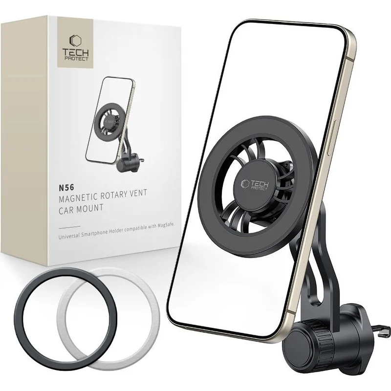 Magnetische Handy-Halterung für Lüftungsgitter, Tech-Protect N56, mit MagSafe, Schwarz