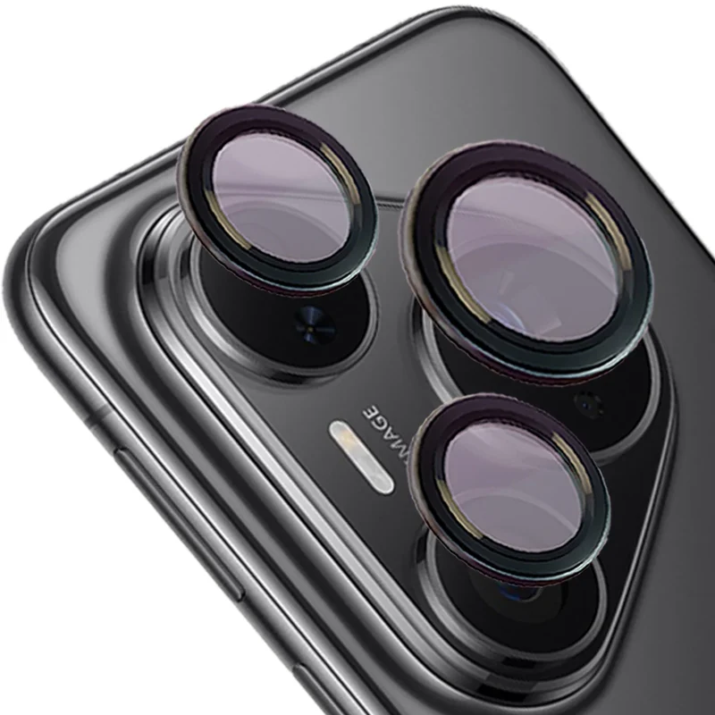 Glas für die Kamera mit Applikator für Huawei Pura 80 Pro / Pro Plus, Bizon Glass Snap Lens, 1 Set, Schwarzer Rahmen