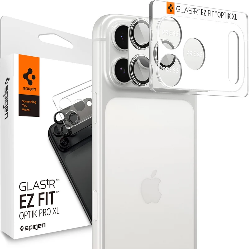Glas für die Kamera für iPhone 17 Pro, Spigen Glas.tR Ez Fit Optik Pro XL 1-Pack, Silbern