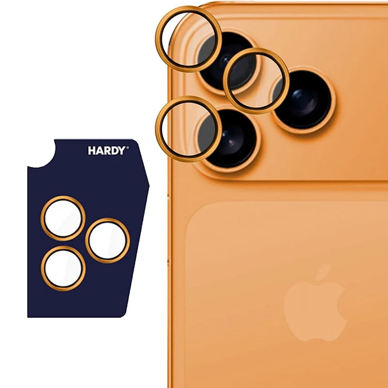Objektivschutz für iPhone 17 Pro Max / 17 Pro, 3mk HARDY Lens Protection Pro, 1 Set, Orange
