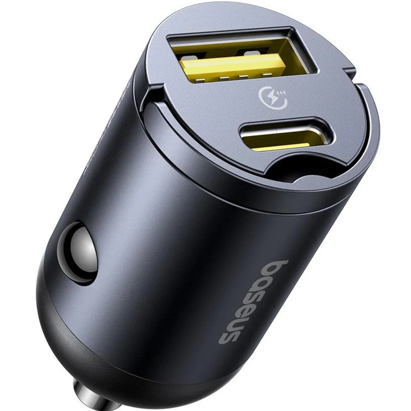 Autoladegerät PD 30W, 1x USB-A, 1x USB-C , Baseus Mini Tiny Star, Schwarz