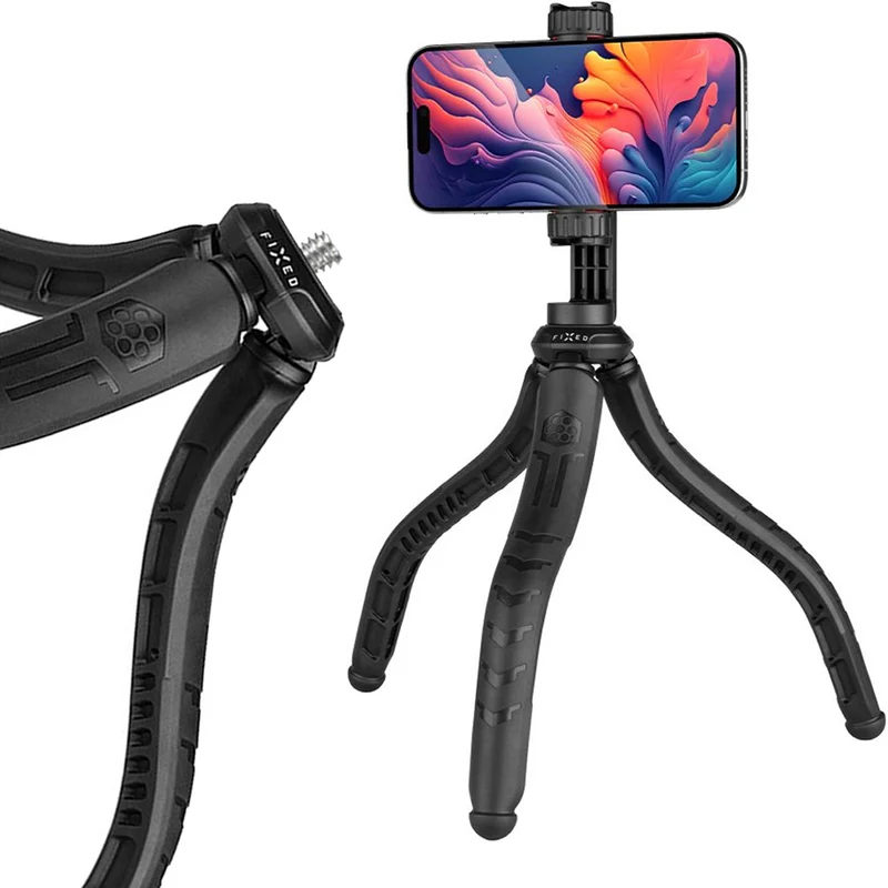 Halterung, Stativ, Selfie-Stick für Smartphones Fixed Creator Flexible Tripod, 1/4" Gewinde, Schwarz