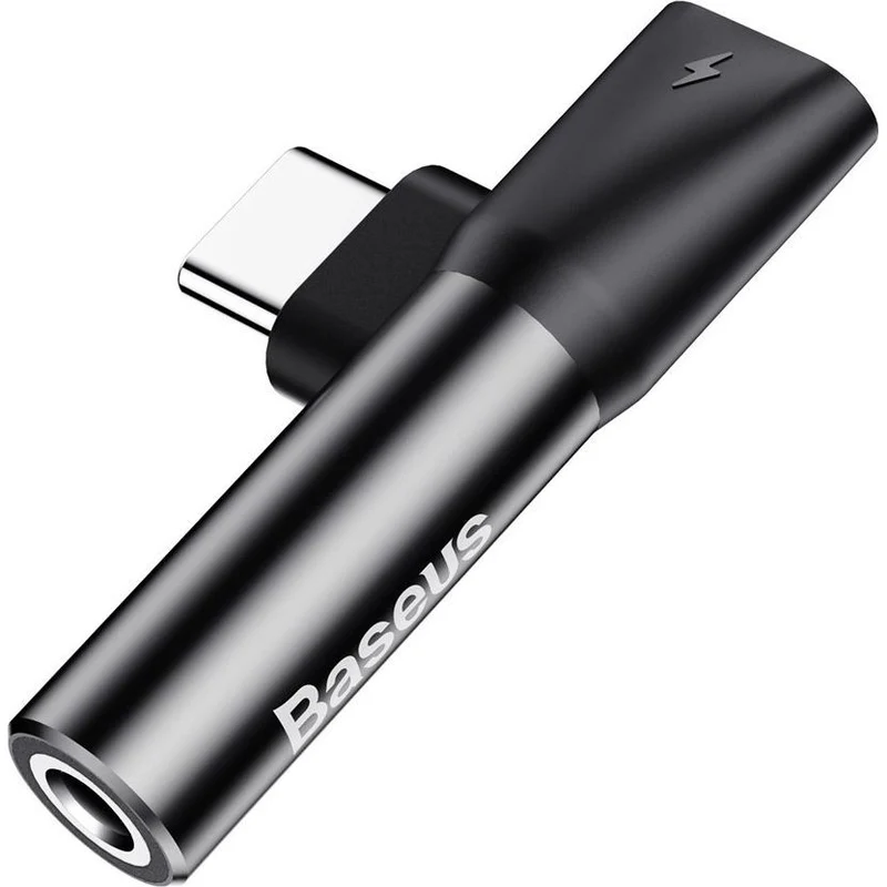 Adapter audio USB-C zu 1x mini jack 3.5mm / 1x USB-C, Baseus Audio Converter L41, Schwarz