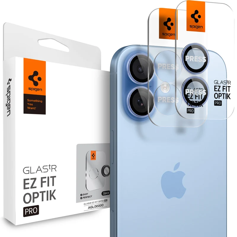 Glas für die Kamera Spigen Glas.tR EZ Fit Optik Pro 2-Pack für iPhone 17 / 16 Plus / 16, Schwarz-Blau